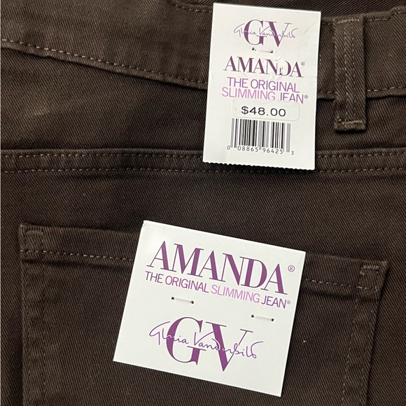 Gloria Vanderbilt Amanda Classic Rise Brown 5 Pocket Stretch Jeans NWT BB - Picture 4 of 5